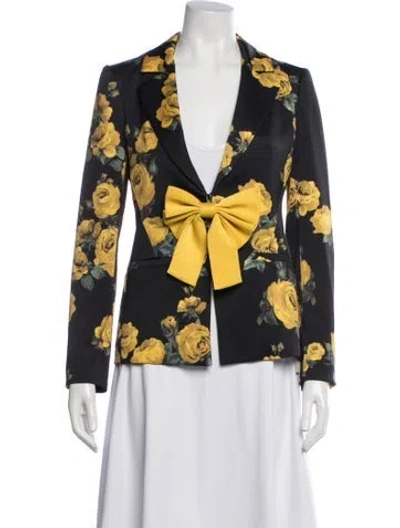 Pre-owned Alice And Olivia Floral Print Blazer W/ Tags In Yellow