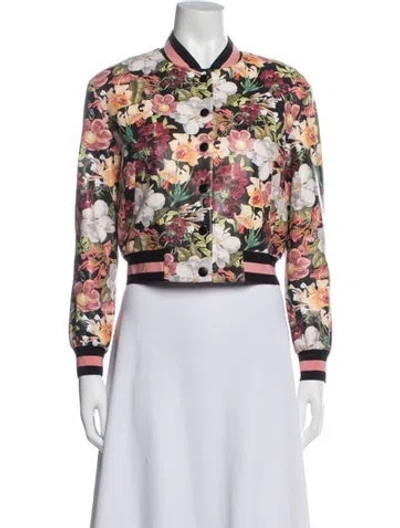 Pre-owned Alice And Olivia Floral Print Bomber Jacket In Multi