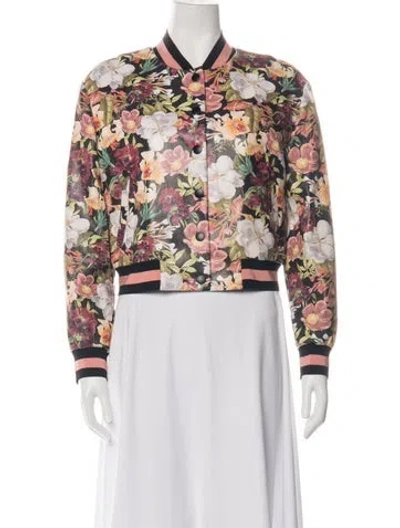 Pre-owned Alice And Olivia Floral Print Bomber Jacket In Multicolor