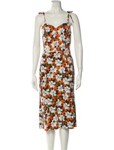 Pre-owned Alice And Olivia Floral Print Bow Accents Skirt Set In White