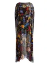 Alice And Olivia Floral-print Cape Maxi Dress In Multi
