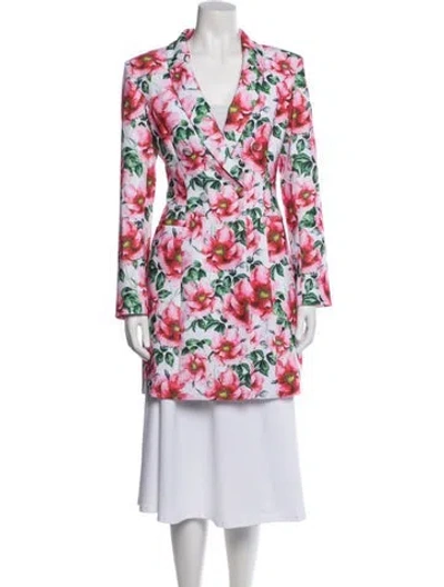 Pre-owned Alice And Olivia Floral Print Coat In Black