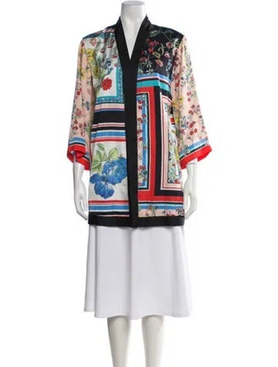Pre-owned Alice + Olivia Floral Print Coat In Black