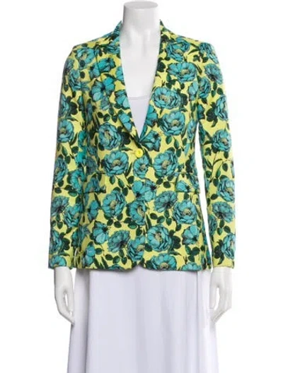 Pre-owned Alice And Olivia Floral Print Coat In Green