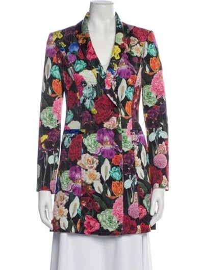 Pre-owned Alice And Olivia Floral Print Coat In Multi