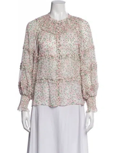 Pre-owned Alice And Olivia Floral Print Crew Neck Blouse In Multi