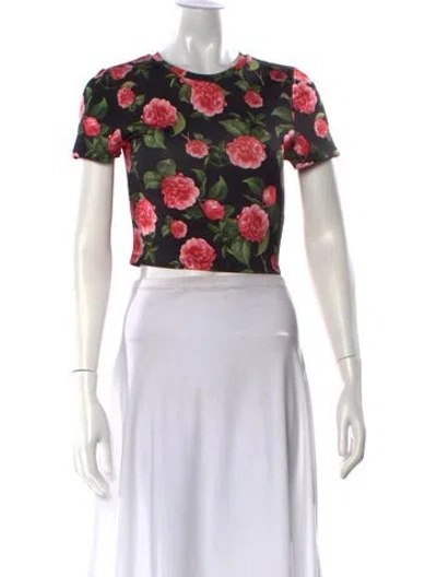 Pre-owned Alice And Olivia Floral Print Crew Neck Crop Top In Pink