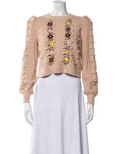 Pre-owned Alice And Olivia Floral Print Crew Neck Sweater In Neutral