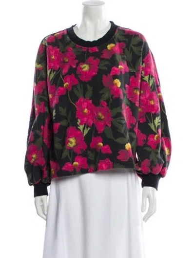 Pre-owned Alice And Olivia Floral Print Crew Neck Sweatshirt In Yellow