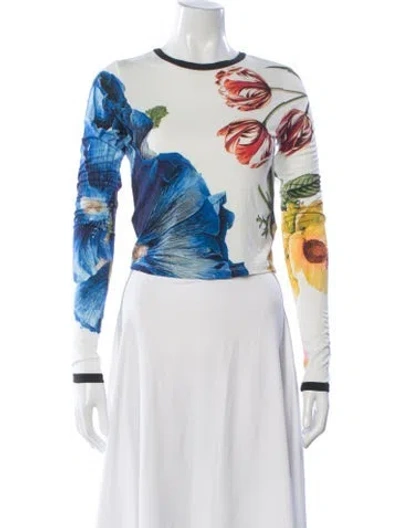 Pre-owned Alice And Olivia Floral Print Crew Neck Top W/ Tags In Multi