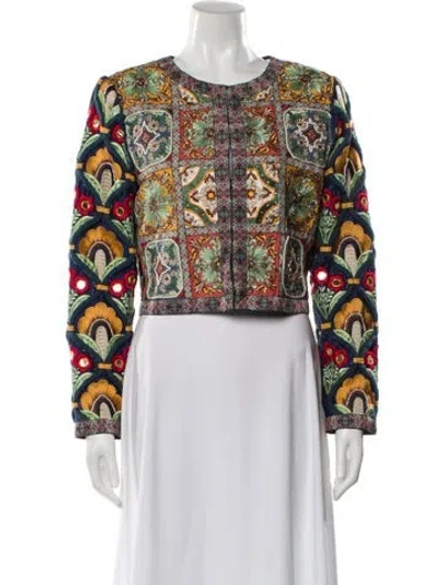 Pre-owned Alice And Olivia Floral Print Evening Jacket W/ Tags In Green