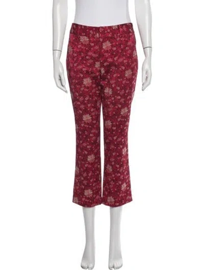 Pre-owned Alice And Olivia Floral Print Flared Pants In Red