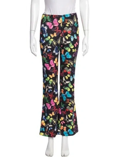 Pre-owned Alice And Olivia Floral Print Flared Pants In Black