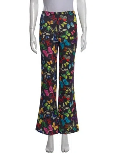 Pre-owned Alice And Olivia Floral Print Flared Pants In Black