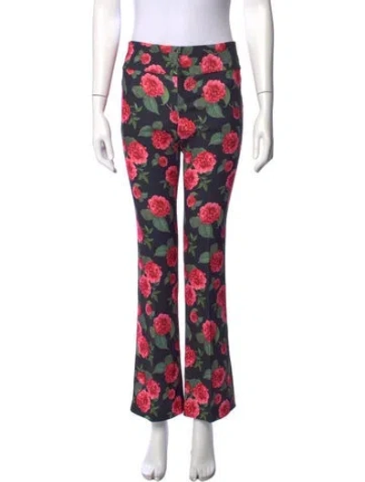 Pre-owned Alice And Olivia Floral Print Flared Pants In Black