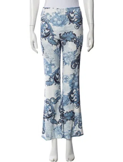 Pre-owned Alice And Olivia Floral Print Flared Pants In Blue