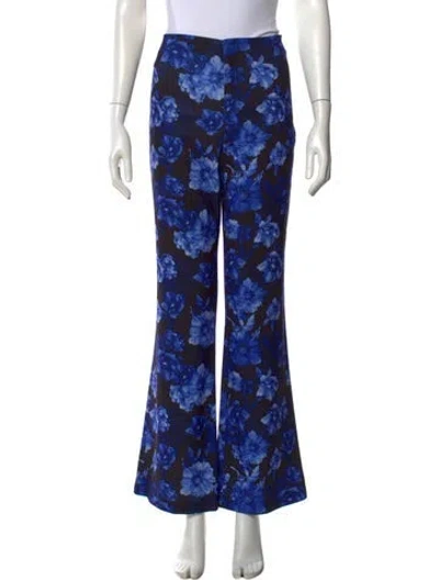 Pre-owned Alice And Olivia Floral Print Flared Pants In Blue