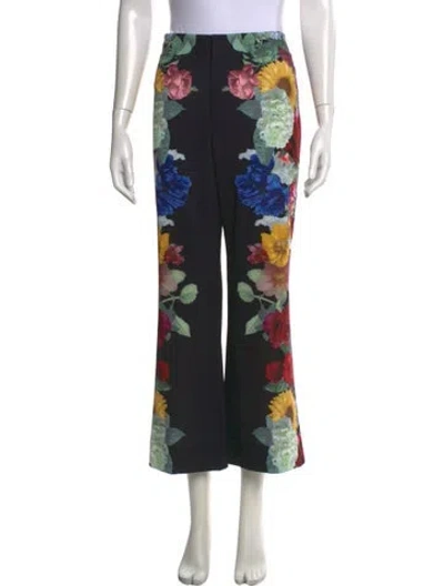 Pre-owned Alice And Olivia Floral Print Flared Pants In Blue