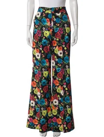 Pre-owned Alice And Olivia Floral Print Flared Pants In Blue