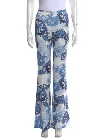 Pre-owned Alice And Olivia Floral Print Flared Pants In Blue