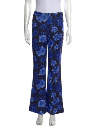 Pre-owned Alice And Olivia Floral Print Flared Pants In Blue