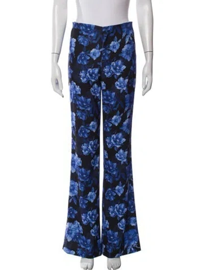 Pre-owned Alice And Olivia Floral Print Flared Pants In Blue