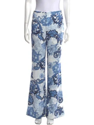 Pre-owned Alice And Olivia Floral Print Flared Pants In Blue