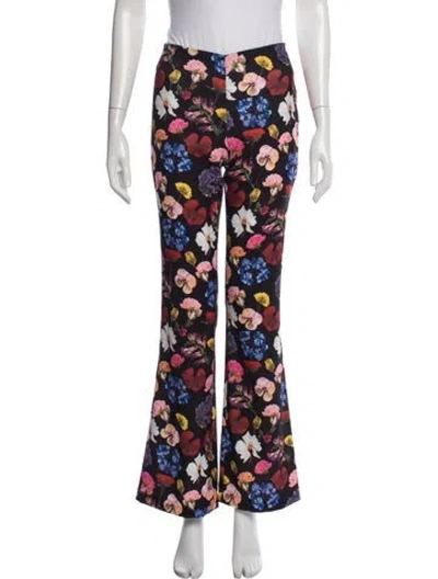 Pre-owned Alice And Olivia Floral Print Flared Pants W/ Tags In Black