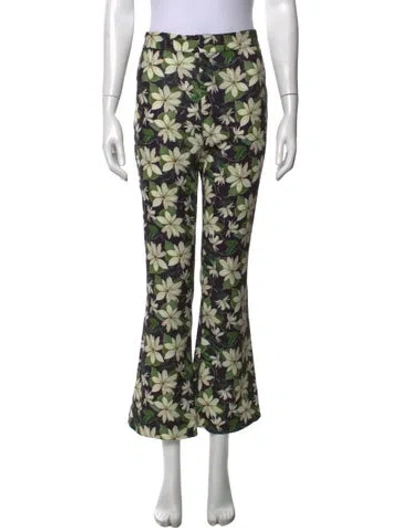 Pre-owned Alice And Olivia Floral Print Flared Pants W/ Tags In Black