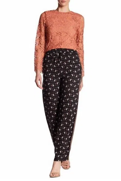 Alice And Olivia Floral Print High Waist Wide Leg Pants In Black