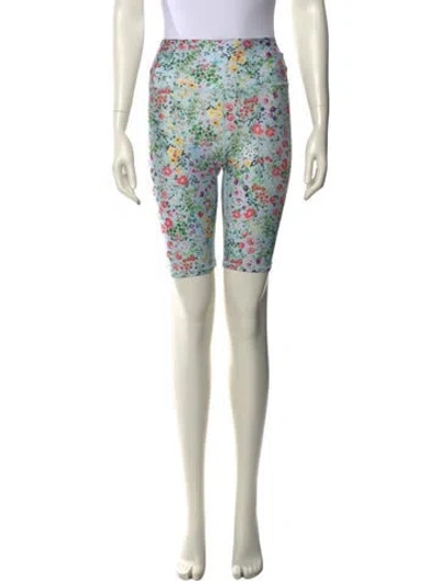 Pre-owned Alice And Olivia Floral Print Knee-length Shorts In Blue