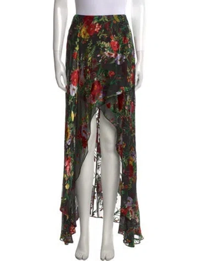 Pre-owned Alice And Olivia Floral Print Knee-length Skirt In Black