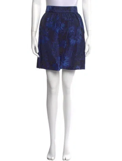 Pre-owned Alice And Olivia Floral Print Knee-length Skirt In Blue