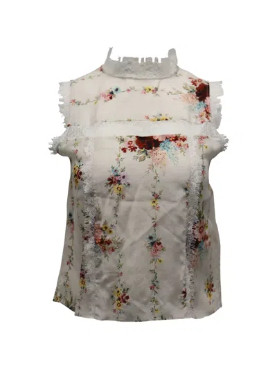 Pre-owned Alice And Olivia Floral-print Lace Blouse In Neutral