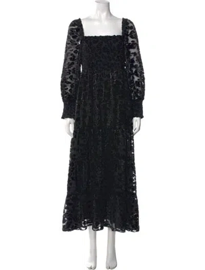 Pre-owned Alice And Olivia Floral Print Long Dress In Black