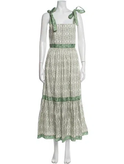 Pre-owned Alice And Olivia Floral Print Long Dress In Green