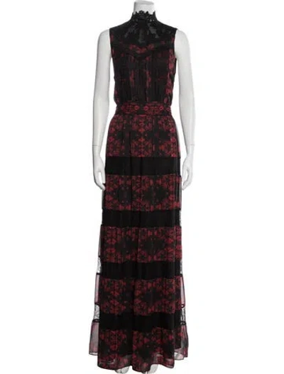 Pre-owned Alice And Olivia Floral Print Long Dress In Multi