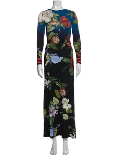 Pre-owned Alice And Olivia Floral Print Long Dress In Multicolor