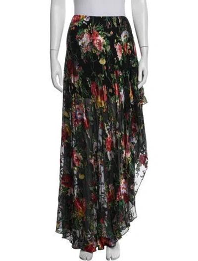Pre-owned Alice And Olivia Floral Print Long Skirt In Black