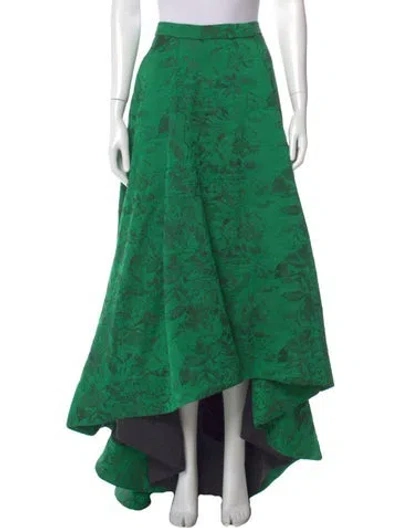 Pre-owned Alice And Olivia Floral Print Long Skirt In Green