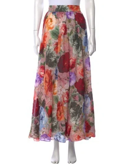 Pre-owned Alice And Olivia Floral Print Long Skirt In Neutral