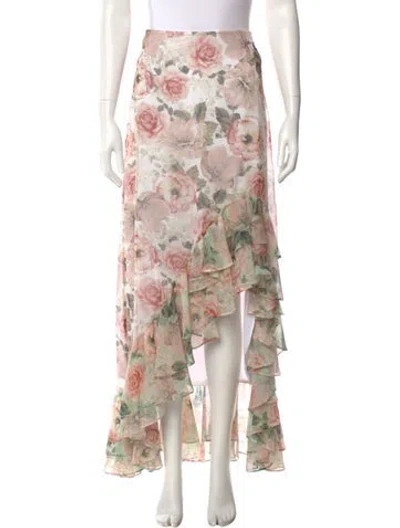 Pre-owned Alice And Olivia Floral Print Long Skirt W/ Tags In Neutral