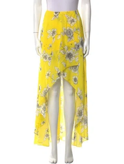 Pre-owned Alice And Olivia Floral Print Long Skirt In Yellow