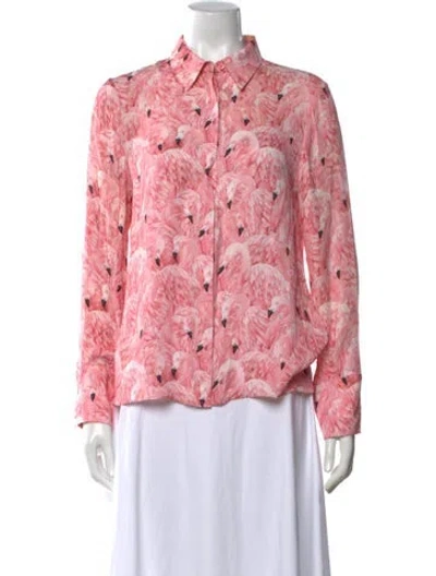 Pre-owned Alice And Olivia Floral Print Long Sleeve Blouse In Pink