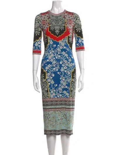 Pre-owned Alice And Olivia Floral Print Midi Length Dress In Black