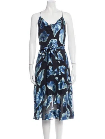 Pre-owned Alice And Olivia Floral Print Midi Length Dress In Black