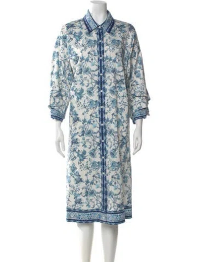 Pre-owned Alice And Olivia Floral Print Midi Length Dress In Blue