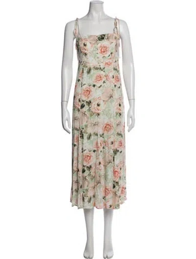 Pre-owned Alice And Olivia Floral Print Midi Length Dress In Green