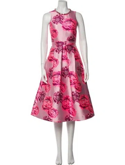 Pre-owned Alice And Olivia Floral Print Midi Length Dress In Multi