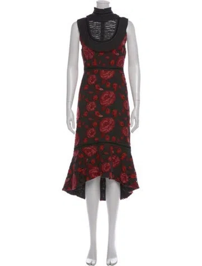 Pre-owned Alice And Olivia Floral Print Midi Length Dress In Multi